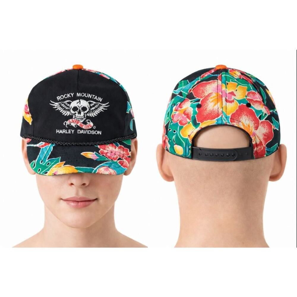 vintage Rocky Mountain Harley‑Davidson “A Way of Life” Floral Cap , Tropical